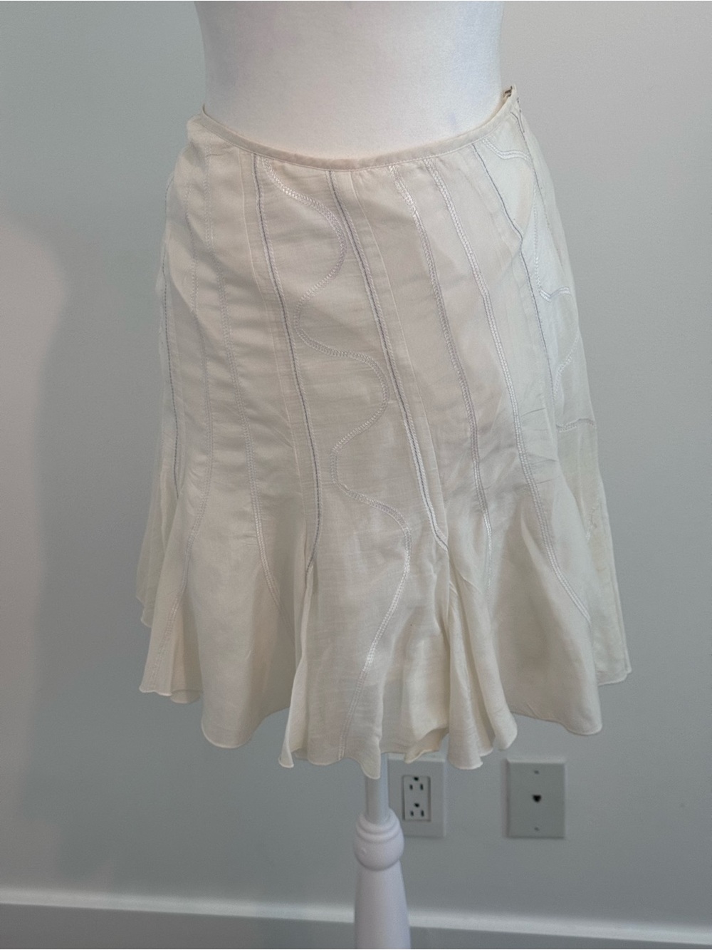 Armani Exchange white short silk skirt